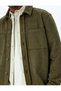 Long Sleeve Buttoned Faux Suede Shirt Jacket with Pocket Detail - 5
