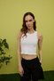 Women's White Zero Sleeve Crop Blouse - 3