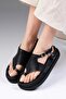 Lora Genuine Leather Black Color Flip Flops Women's Sandals - 5