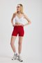 Red Corded Fabric Short Tights 2190m