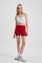 Red Corded Fabric Short Tights 2190m - 8