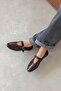 Jun Women's Wrinkled Leather Ballerinas Claret Red - 4