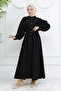 Buttoned Tie Dress Black 2242 - 4