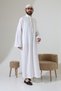Men's Hajj and Umrah Clothing Hakim Collar Long Dubai Crepe Cellabiye Fistan - White - 2