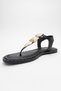 Helen Black Genuine Leather Flip Flops Gold Buckle Women's Sandals - 3