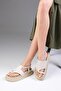 Lora Genuine Leather Beige Color Flip Flops Women's Sandals - 5