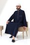 Men's Hajj and Umrah Clothing Hakim Collar Long Dubai Crepe Cellabiye Fistan - Navy Blue - 7