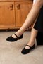 Women's Black Stone Ballet Shoes with Hard Hats Mary Jane Sares Black - 3