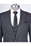 Italian style striped jacket vest pants suit black T10727 - 2