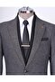 Italian Style Slim Fit Mono Collar Jacket Pants Suit Black T11550 - 2