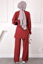 Burgundy Pocket Tunic Trousers Suit - 3