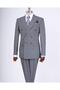 Italian Style Slim Fit Patterned Double Breasted Jacket Pants Suit Black T11693
