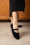Women's Black Stone Ballet Shoes with Hard Hats Mary Jane Sares Black - 2