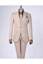 Italian style striped jacket vest pants suit beige T10733 - 5