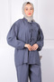 Anthracite Front Tie Kimono Pants Suit - 4