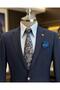 Italian Style Slim Fit Men's Jacket and Trousers Suit Navy Blue T12707 - 4