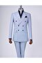 Italian Style Slim Fit Men's Double-Breasted Jacket Pants Suit Blue T12982 - 5