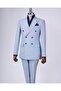 Italian Style Slim Fit Men's Double-Breasted Jacket Pants Suit Blue T12982