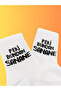 Unisex Socks Lettering Colorful Comfortable Patterned Fun and Stylish Custom Designs White College Socks - 2