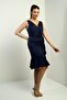 Women's Double Breasted Lapel Lined Front Draped Front Flounce Satin Short Dress - 2