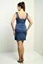 Women's V Neck Draped Lined Slit Short Satin Dress - 4