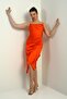 Women's Rope Strap Draped Lined Asymmetrical Midi Dress