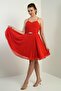 Women's Rope Strap Back Tie Front Window Lined Chiffon Short Flared Dress