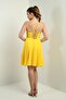 Women's Rope Strap Back Tie Front Window Lined Chiffon Short Flared Dress - 4