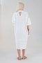 Muslin Robe Windowed Cotton Natural Fabric Long Tunnel Sleeve Dress - White - 5