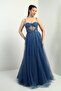 Women's Rope Strap Lined Chest Pleated Beading Embroidered Long Princess Dress