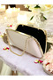 Special Design Skin Color Satin Chain Handle Crystal Stone Handle Women's Evening Dress Bag - 4