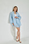 Women's Blue Linen Tie Kimono Shirt / Sevde Ugur - 2