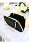 Special Design Black Color Satin Chain Handle Crystal Stone Handle Women's Evening Dress Bag - 5