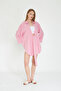 Women's Pink Linen Laced Kimono Shirt / Sevde Ugur - 7