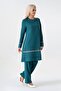Stone Detail Hijab Pantsuit - Green - 4