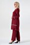 Stone Detail Hijab Set - Burgundy - 3