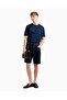 Men's Pure Cotton Jacquard Regular Fit Round Neck Circle Brand Logo Patterned Navy Blue T-Shirt Em00 - 4