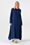 Muslin Fabric 100% Cotton Hijab Tunic with Side Slits - Navy Blue