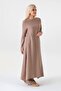 Muslin Fabric 100% Cotton Hijab Tunic with Side Slits - Mink - 4