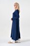 Muslin Fabric 100% Cotton Hijab Tunic with Side Slits - Navy Blue - 3