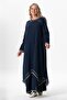 Long Sleeve Şile Cloth Lerzan Oval Neck Embroidered Summer Dress Navy Lcvt - 4
