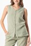 Sleeveless Melis Summer Muslin Blouse Olive Green Zytnysl - 4