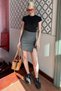 Women's Shorts Skirt with Gray Slit Detail Mg2315 - 4