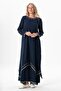 Long Sleeve Şile Cloth Lerzan Oval Neck Embroidered Summer Dress Navy Lcvt