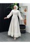 Satin with Sleeves and Skirt Rose Detailed Ask for a Promise Engagement Wedding Dress Evening Dress - 3