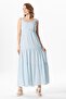 Strap Şile Cloth Square Collar Talisman Long Summer Dress Blue Striped Mvbyz - 4