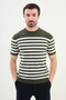 Striped Slim Fit Crew Neck Men's Knitwear T-Shirt Khaki - 11525.25Y