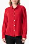 Long Sleeve Sign Pocket Detailed Muslin Summer Shirt Red Krmz - 3