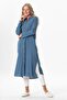 Long Sleeve Shirt Collar Hafsa Muslin Summer Tunic Indigo Indg - 6