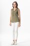 Sleeveless V-Neck Berrin Guipure Detailed Muslin Summer Blouse Khaki Hk - 5